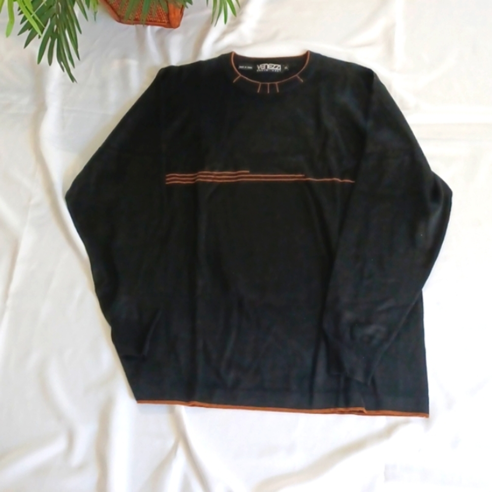 Men's Venezzi Sweater Black Long Sleeve Size XL